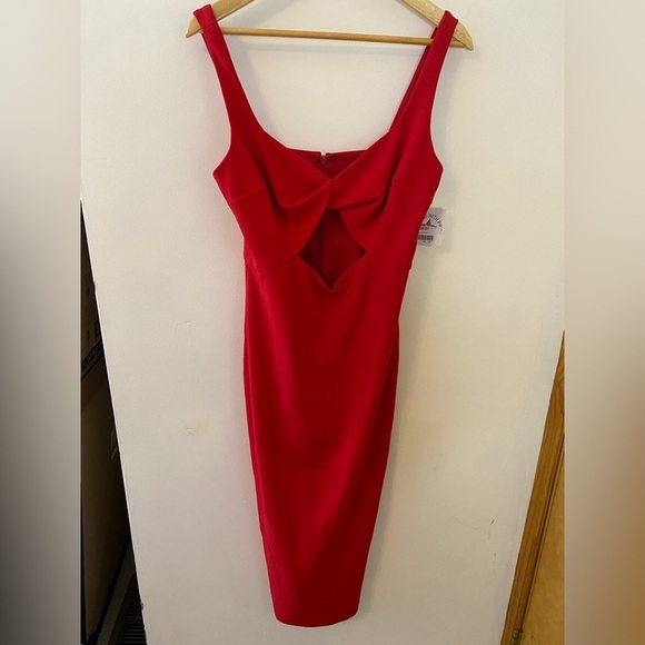 NWT Aqua Cherry Red Twist Front Cutout Midi Dress - Picture 5 of 5